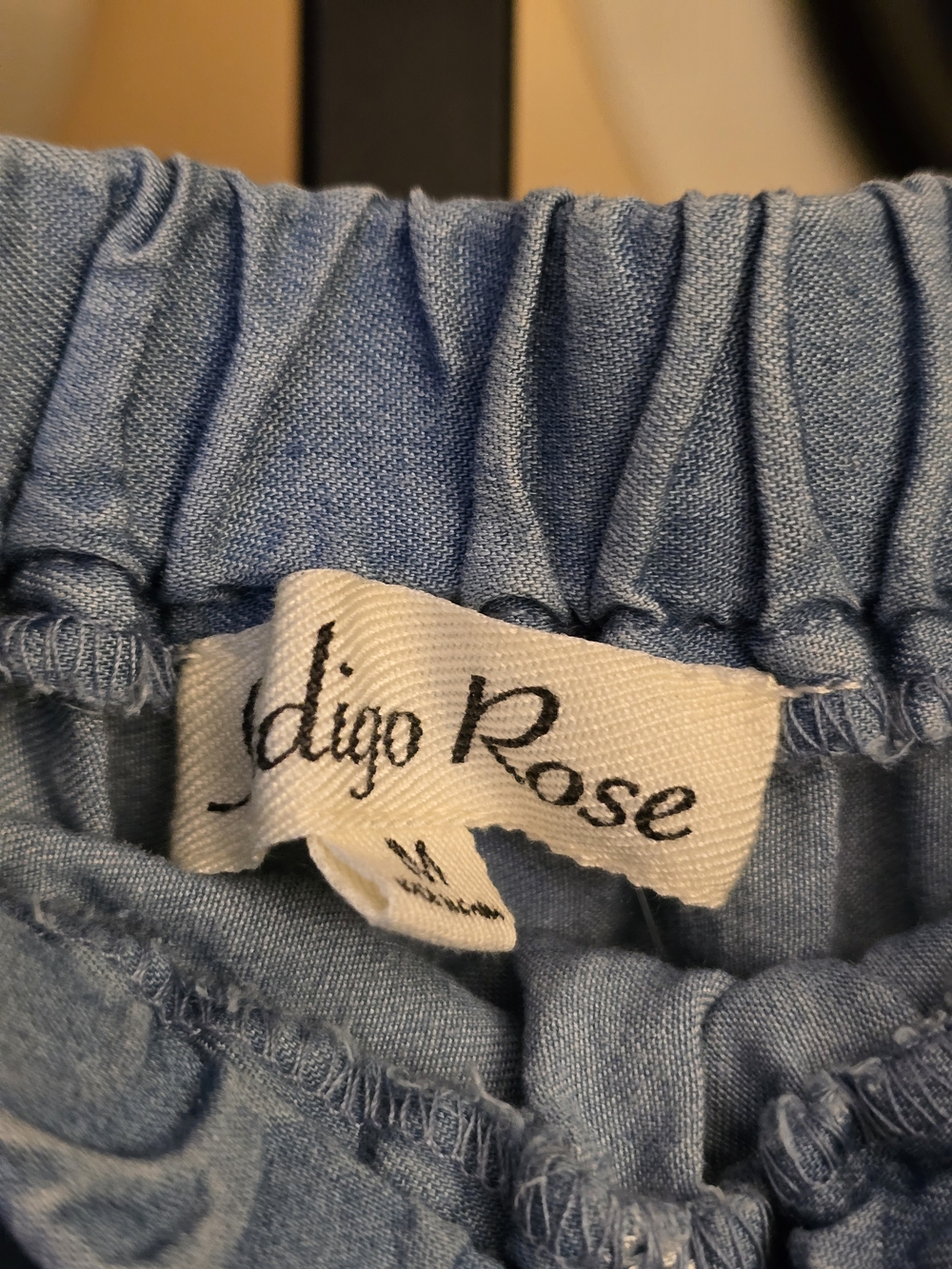 Indigo Rose Tencel Embroidered Chambray Tiered Maxi Skirt Boho Prairie Size M - Picture 6 of 6